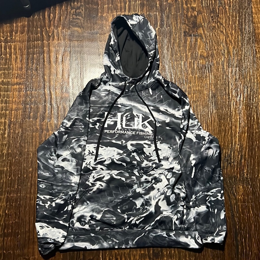 Huk Performance Fishing Mens Medium Mossy Oak Camouflage Sweatshirt!